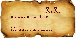 Kulman Kristóf névjegykártya
